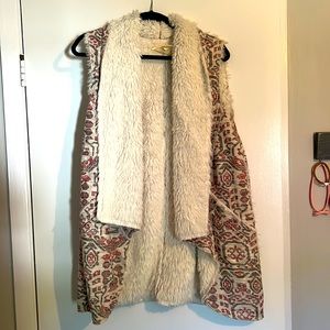 Fur lined embroidered vest